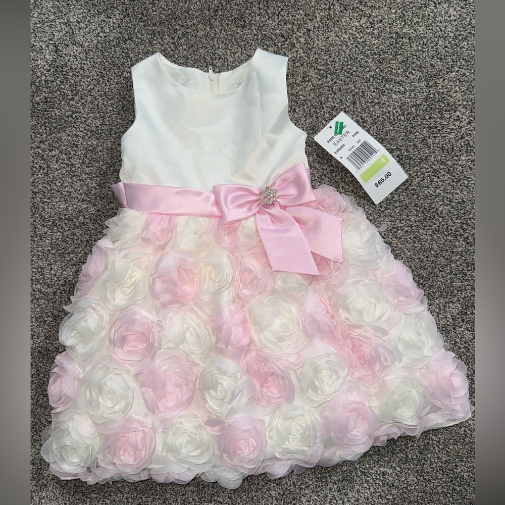 NEW! Elegant Pink and White Kids Dress 4T